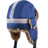 image:imageFaux Fur Safety Reflective Plain Plaid Aviator Trapper Hat Snow Ski Trooper Winter Cap1 Reflective  Royal Blue