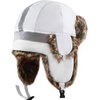 image:imageFaux Fur Safety Reflective Plain Plaid Aviator Trapper Hat Snow Ski Trooper Winter Cap1 Reflective  White