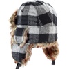 image:imageFaux Fur Safety Reflective Plain Plaid Aviator Trapper Hat Snow Ski Trooper Winter Cap3 Plaid  Gray