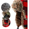 image:imageFaux Fur Safety Reflective Plain Plaid Aviator Trapper Hat Snow Ski Trooper Winter Cap3 Plaid  Red