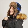 image:imageFaux Fur Safety Reflective Plain Plaid Aviator Trapper Hat Snow Ski Trooper Winter Cap3 Plaid  Royal Blue