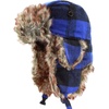 image:imageFaux Fur Safety Reflective Plain Plaid Aviator Trapper Hat Snow Ski Trooper Winter Cap3 Plaid  Royal Blue