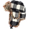 image:imageFaux Fur Safety Reflective Plain Plaid Aviator Trapper Hat Snow Ski Trooper Winter Cap3 Plaid  White
