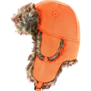 image:imageFaux Fur Safety Reflective Plain Plaid Aviator Trapper Hat Snow Ski Trooper Winter Cap1 Plain  Blaze Orange