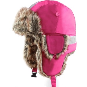 image:imageFaux Fur Safety Reflective Plain Plaid Aviator Trapper Hat Snow Ski Trooper Winter Cap1 Reflective  Hot Pink